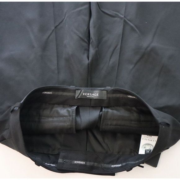 Versace Sz 42 US 6 Black Hi-Waisted Wool Wide Leg Pants Current Collection - Picture 5 of 12